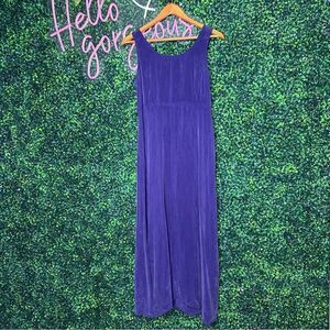 Vtg. Y2K 90s Purple Rayon Whimsigoth Grunge Maxi Dress Rabbit Designs Sz 8